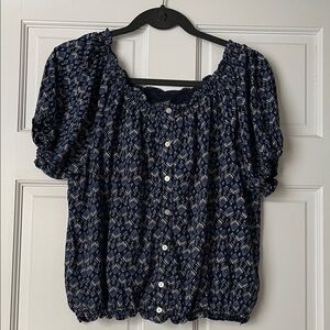 Lucky Brand Blue Patterned Blouse